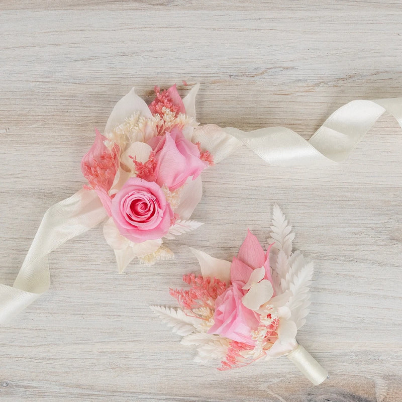 Pink Dried Boutonniere And Corsage Pack Hand - Image