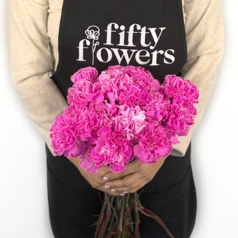 Pink Enhanced Carnation Flowers Apron - Image