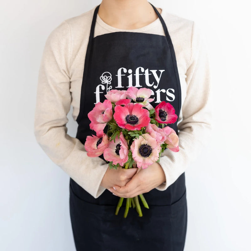 Pink Fresh Cut Anemone Flower Apron - Image