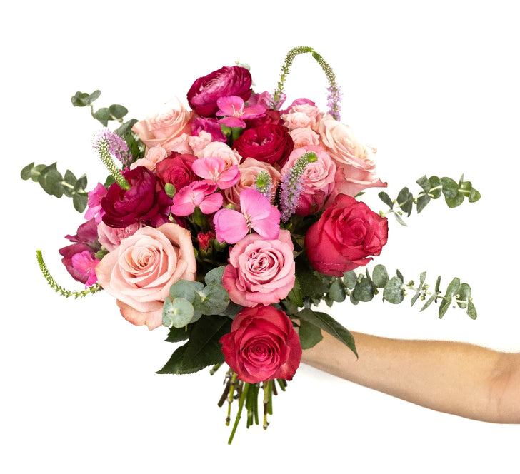 Pink Lovebirds Flower Bouquet Hand - Image