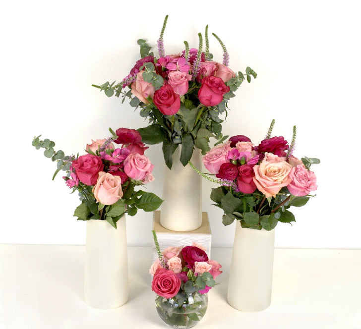 Pink Lovebirds Flower Centerpiece Close Up - Image