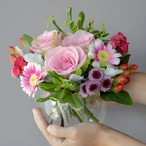 Pink Valentines Day Flower Centerpieces