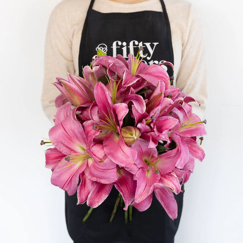 Pink Oriental Lilies Apron - Image