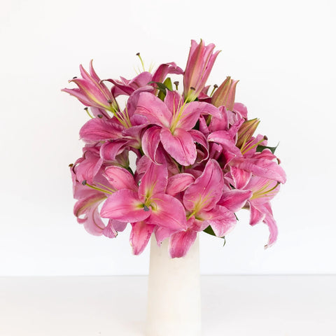 Pink Oriental Lilies Vase - Image