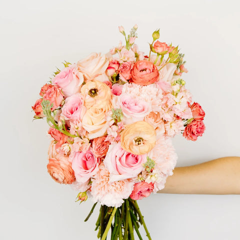 Pink Paradise Flower Bouquet Hand - Image