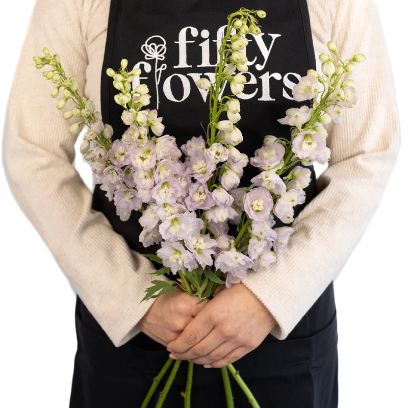 Pink River Designer Delphinium Flower Apron - Image