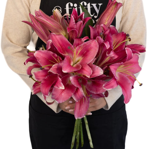 Pink Scented Oriental Lily Flower Vase - Image