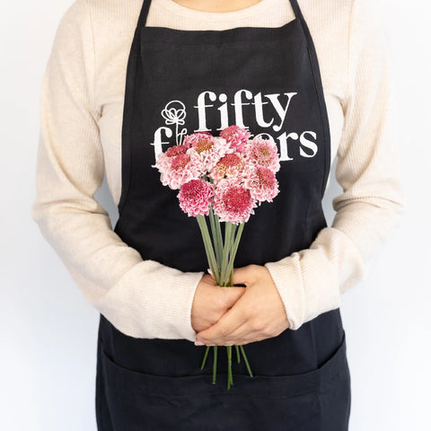 Pink Sherbet Scabiosa Flower Apron - Image