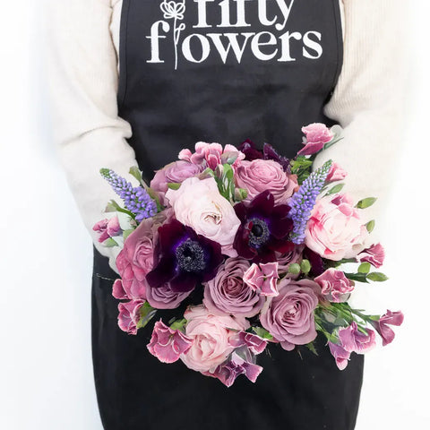 Pleasant Purple Flower Centerpieces Apron - Image