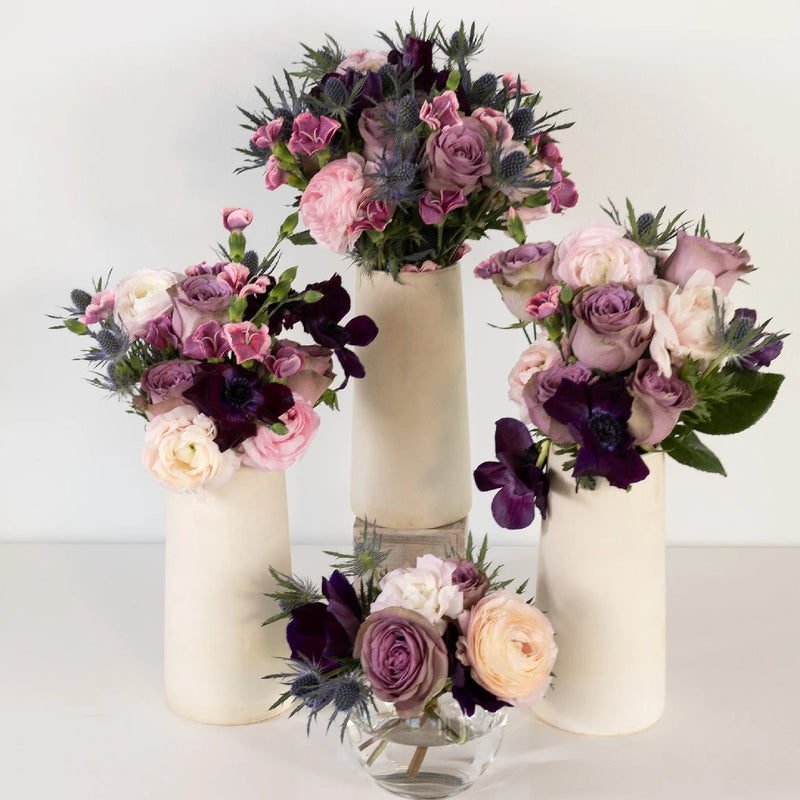 Pleasant Purple Flower Centerpieces Close Up - Image