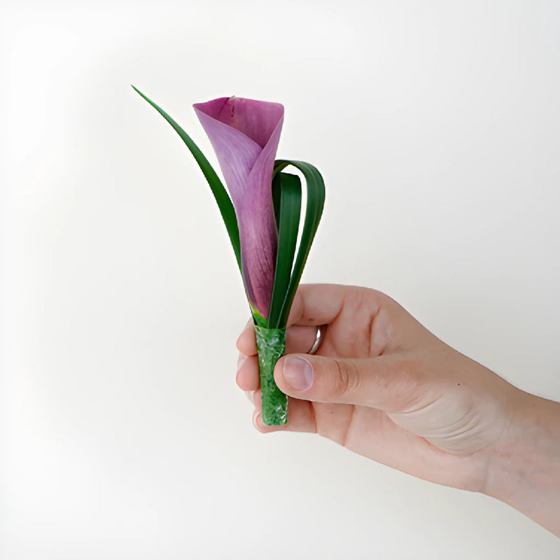 Plum Purple Mini Calla Lily Boutonniere and Corsage Pack