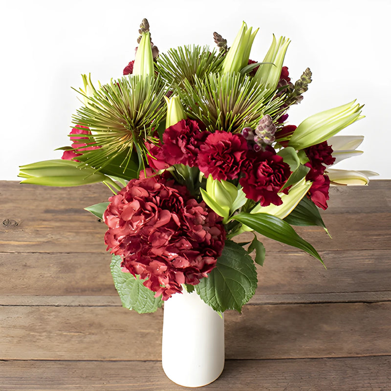Pops of Red Flowers Bunch in Vase