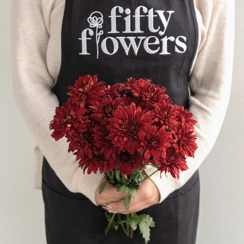 Posh Red Dahlia Style Cushion Flower Apron - Image