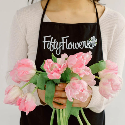 Preppy Pink Parrot Tulip Flower Apron - Image