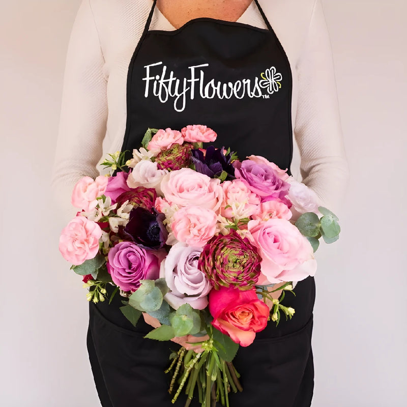 Primrose Pink Flower Arrangement Apron - Image
