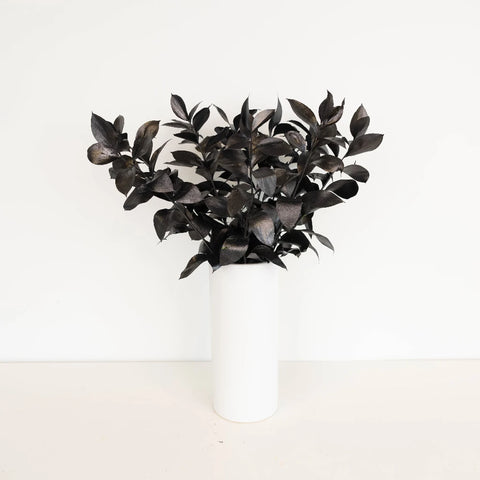 Black Tinted Ruscus Greenery Vase - Image