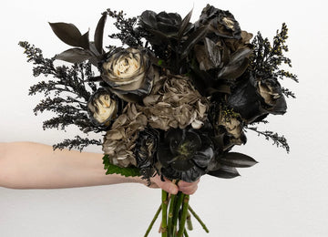 Black Velvet Flower Bouquet Hand - Image