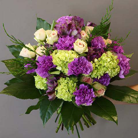Purple Chartreuse Carnation Flower Bouquet