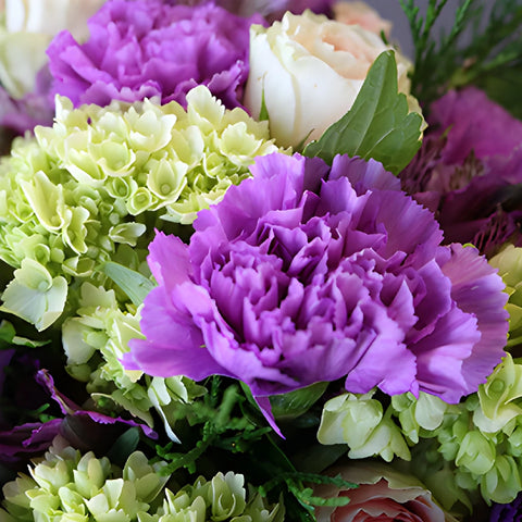 Purple Chartreuse Carnation Flower Bouquet