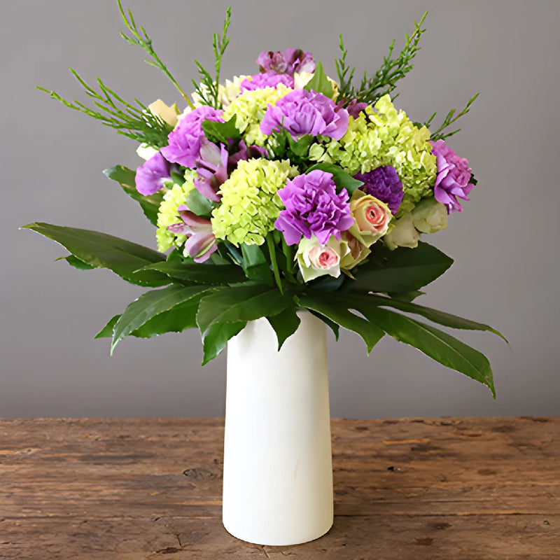Purple Chartreuse Carnation Flower Bouquet