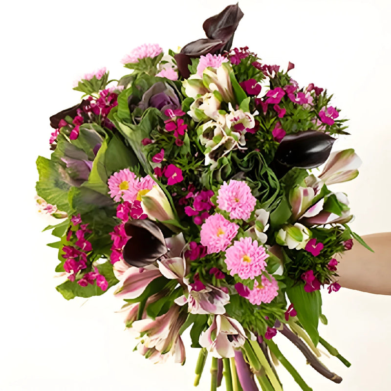 Purple Fiesta Fresh Flower Bouquet Hand - Image