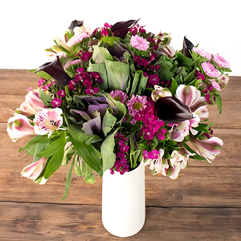 Purple Fiesta Fresh Flower Bouquet Vase - Image