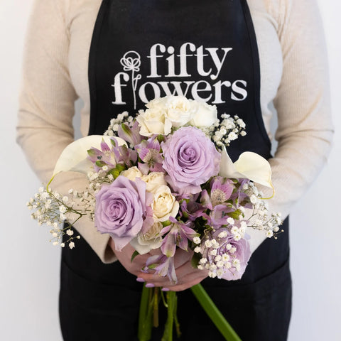 Velvet Purple Fresh Rose Diy Flower Kit Apron - Image