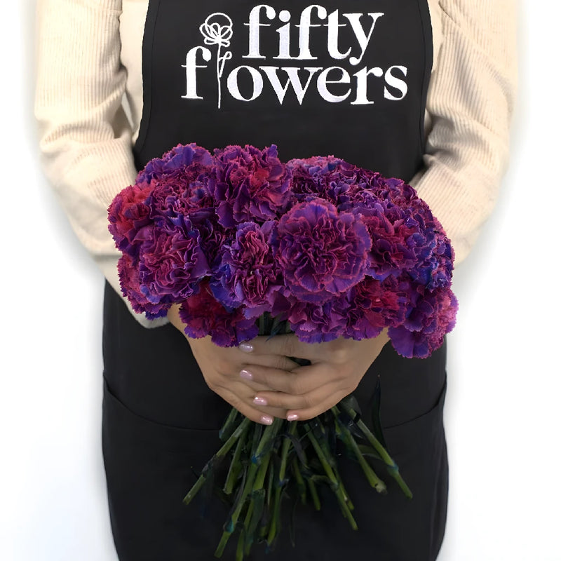 Vivacious Voilet Carnation Flower Apron - Image