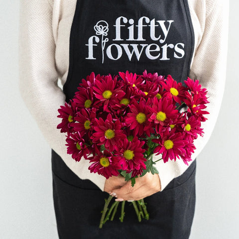 Raspberry Plum Daisy Flower Apron - Image
