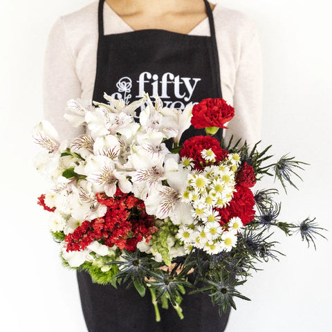 Red Textured Filler Flower Pack Apron - Image