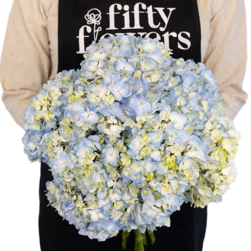 Sea Glass Blue Hydrangea Flower Apron - Image