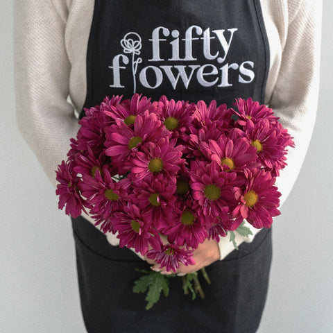 Royal Fuchsia Daisy Flower Apron - Image