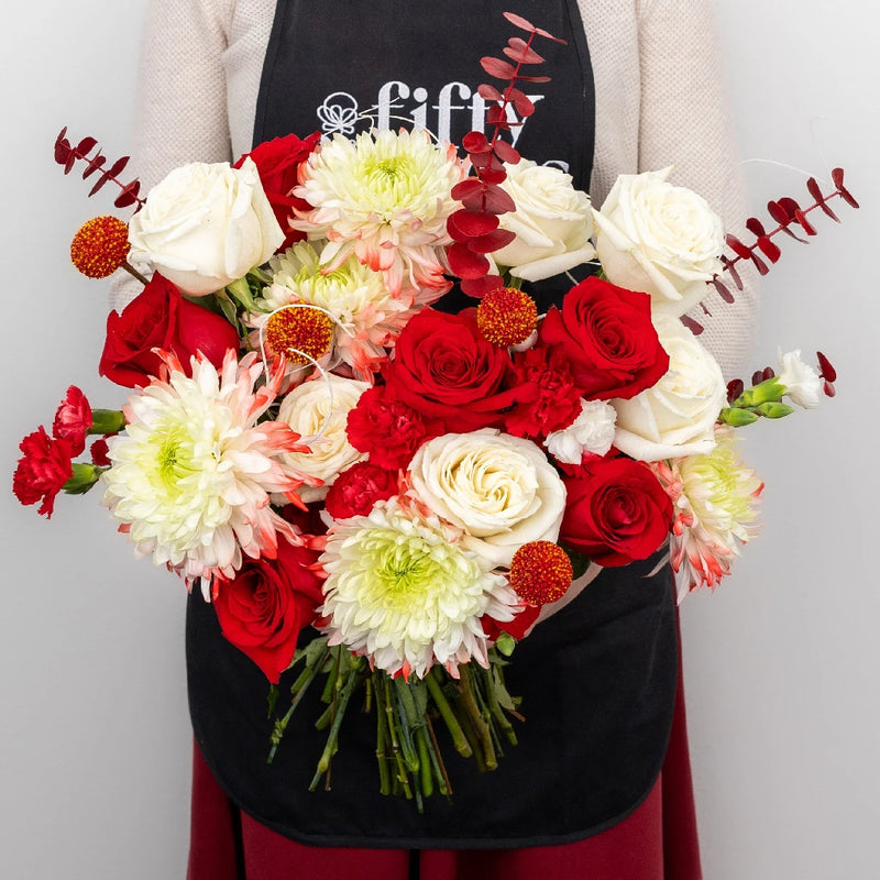 Scarlett Red Flower Bouquet Apron - Image