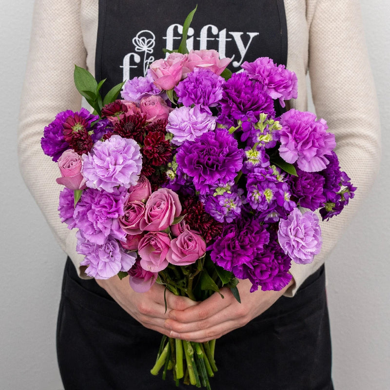 Shades Of Purple Flower Bouquet Apron - Image