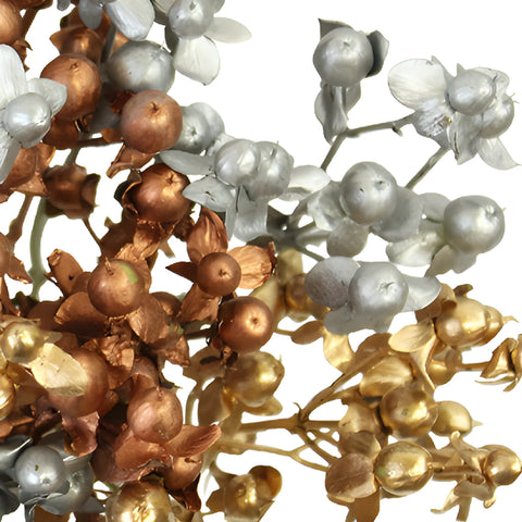 Silver and Gold Tinted Mixed Hypericum Berries