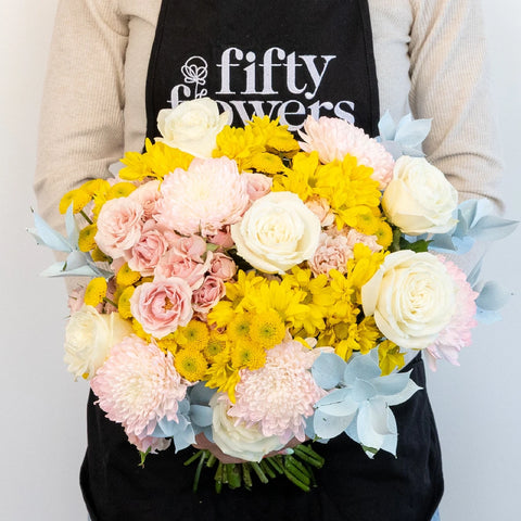 Sincerely Pink Flower Bouquet Apron - Image