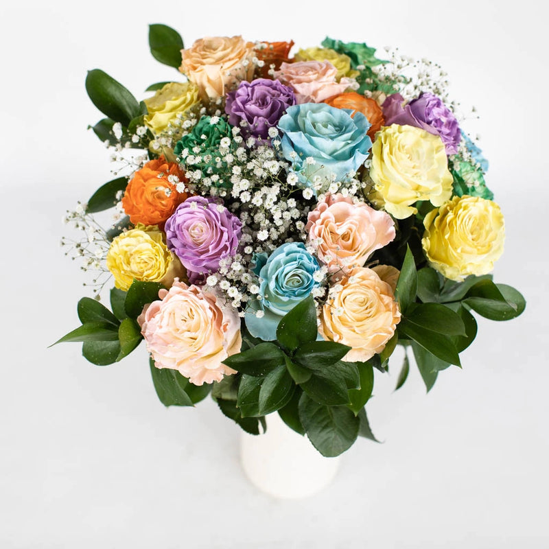 Pastel Rainbow Flower Bunch in Vase