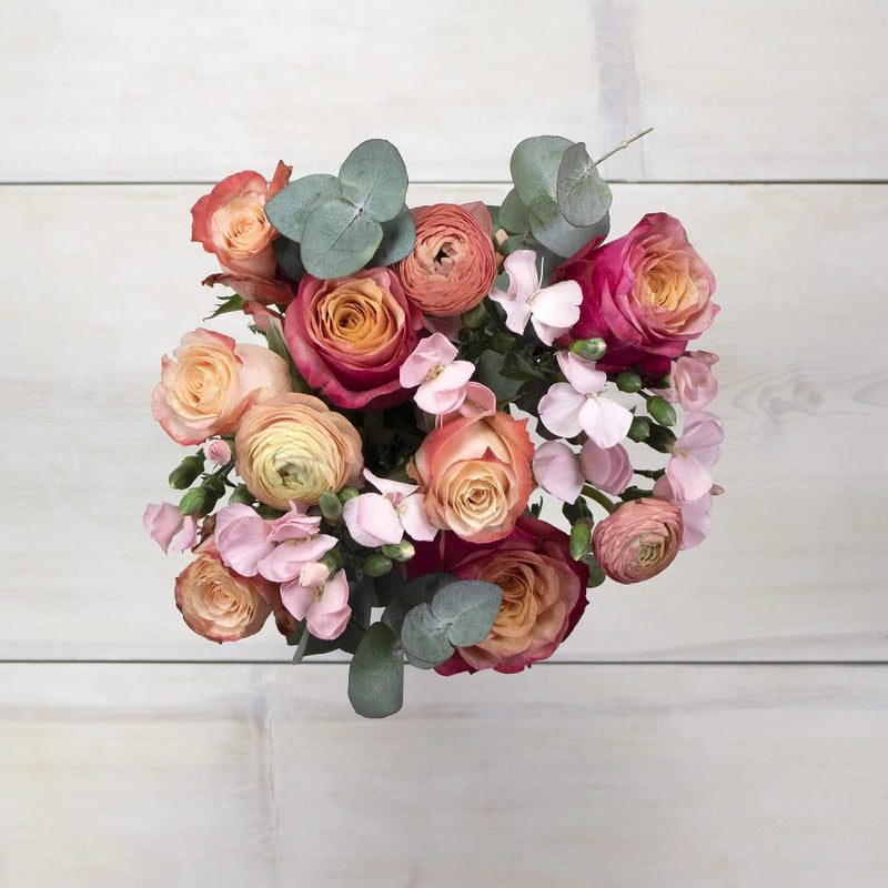 Romantic Orange and Pink Wholesale Flowers Top Down