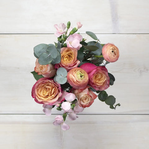 Romantic Orange and Pink Wholesale Flowers Top Down
