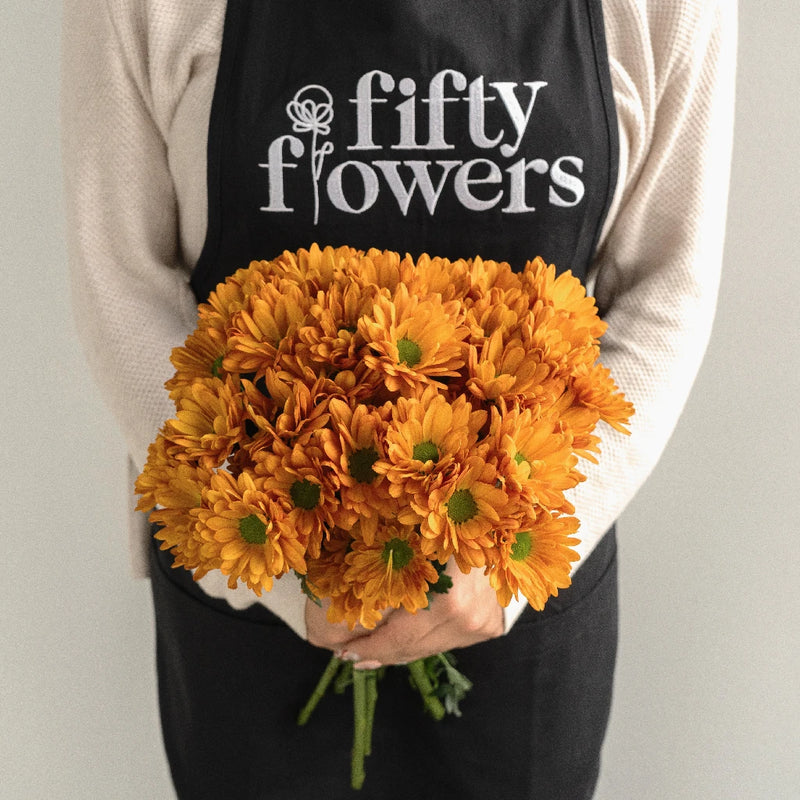 Tangerine Orange Wedding Daisy Flower Apron - Image