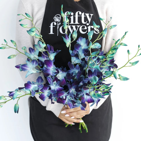 Tie Dye Dendrobium Orchids Apron - Image