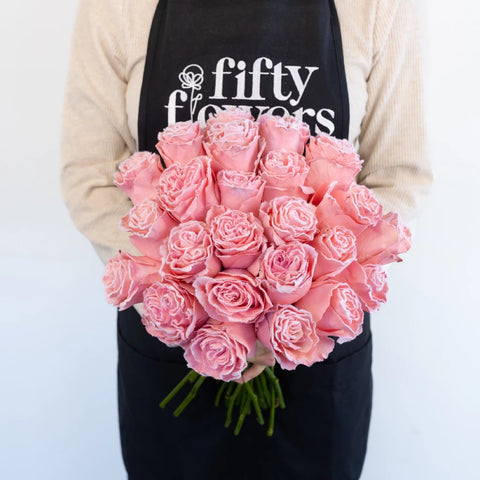 Tinted Light Pink Fuzzy Roses Apron - Image