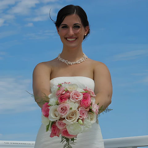 Bright Pink and White Wholesale Rose Carnation Bunch in a hand