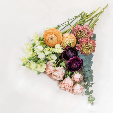 Green and Purple DIY Flower Kit Flatlay