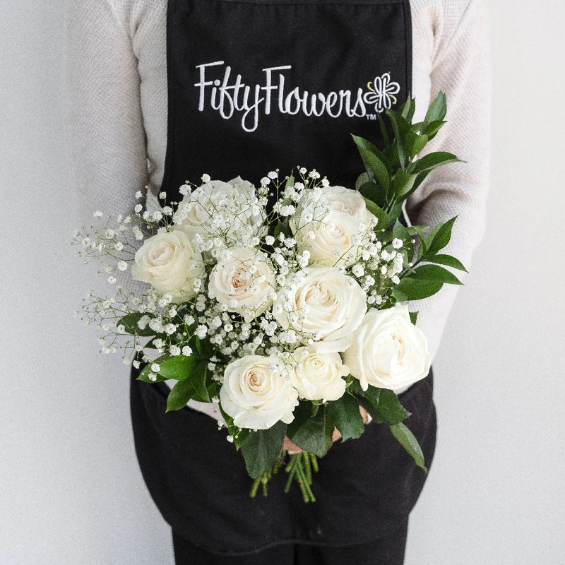 White Wedding Bells Flower Diy Combos Apron - Image