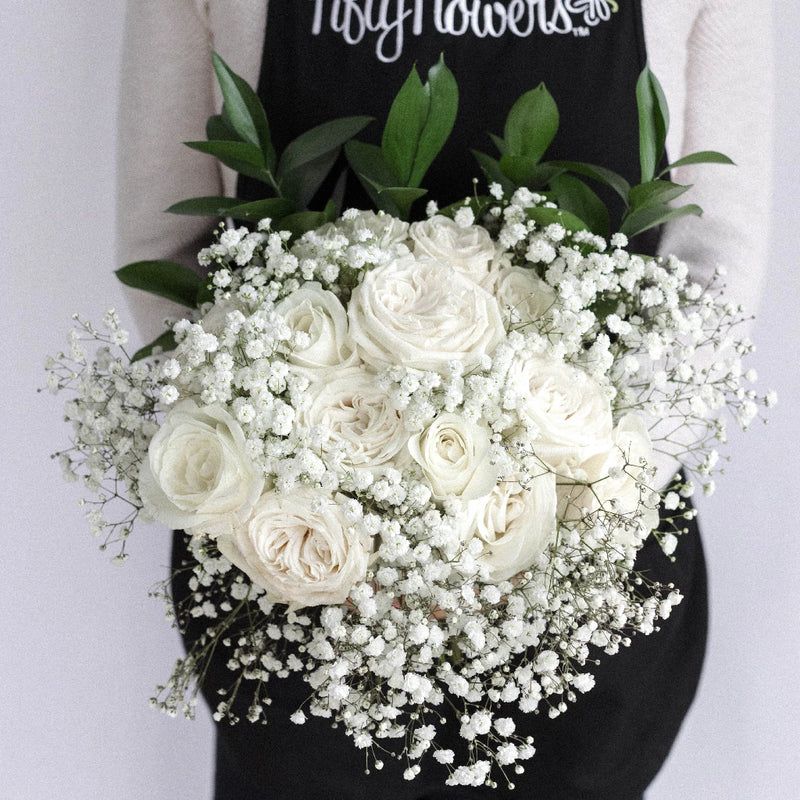 White Wedding Bells Flower Bouquet Vase - Image
