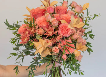 Wild Peach Flower Bouquet Hand - Image