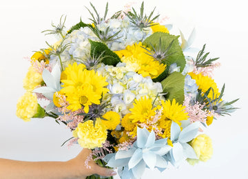 Yellow Pastel Pop Flower Bouquet Hand - Image