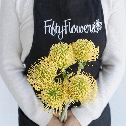 Protea Yellow Pin Cushion Flower Apron - Image