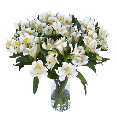 Yellow Sunbath Alstroemeria Flowers Vase - Image